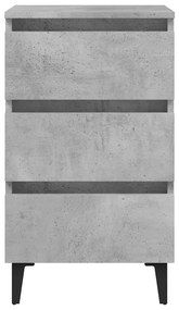 Mesa cabeceira c/ pernas de metal 40x35x69 cm cinzento cimento