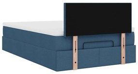 Estrutura de cama otomana com colchão 120x200 cm tecido azul