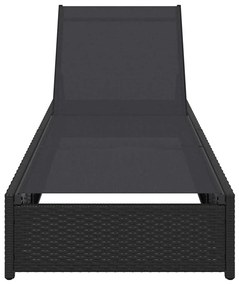 Espreguiçadeira Preta 60x200x27 cm Rattan Sintético