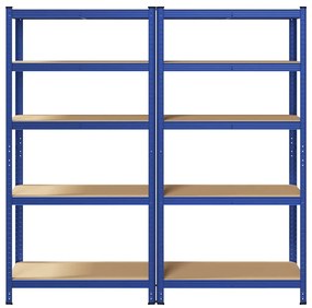 Prateleiras de armazenamento de 5 camadas 2 pcs aço azul