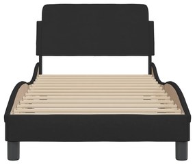 Estrutura de cama c/ cabeceira tecido 90x190 cm preto