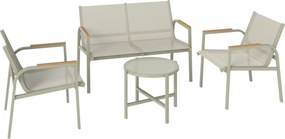 Outsunny Conjunto de Jardim para Terraço com Sofá 2 Lugares, 2 Poltronas e Mesa de Centro em Vidro Temperado 4 Peças Verde | Aosom Portugal