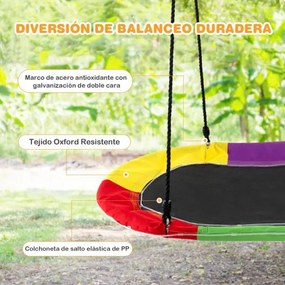 Baloiço crianças de 150 cm com luzes LED Cordas ajustáveis e Estrutura de aço para crianças e adultos Multicolorido