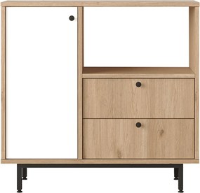 Aparador de cozinha "Toledo" - Carvalho e Branco - 88x85x35.5cm - Desi