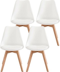 Conjunto de 4 cadeiras de sala de jantar (MESA NÃO INCLUIDA): cadeiras de cozinha estofadas assento em couro PU e madeira de faia, 46,5 x 57 x 79 cm,