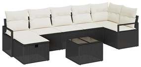 Conjunto de Sofá de Jardim vidaXL com Almofadas Pretas em Rattan Sinté