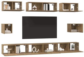 Conjunto de Estantes para TV 8 pcs carvalho artisiano