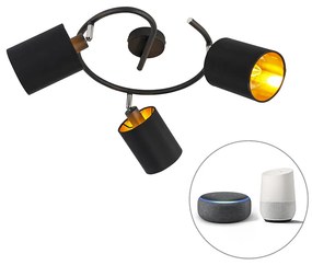 LED Candeeiro de teto inteligente moderno preto incl. 3 WiFi B35 - Lofty Moderno