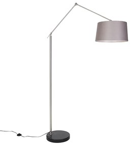 Candeeiro de pé moderno em aço com abajur cinzento escuro 45 cm - Editor Moderno