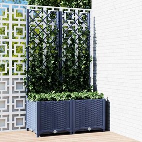 vidaXL Vaso de jardim com treliça azul-acinzentado 80x40x136 cm PP