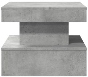 Mesa de centro com luzes LED 50x50x40 cm cinzento cimento