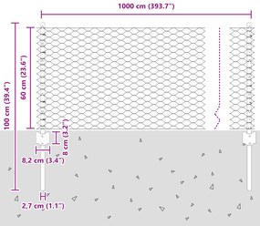 Postes de Cerca 5 pcs U-Channel 60 cm Aço Galvanizado