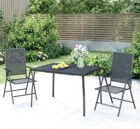 vidaXL 3 pcs conjunto de jantar para jardim aço antracite