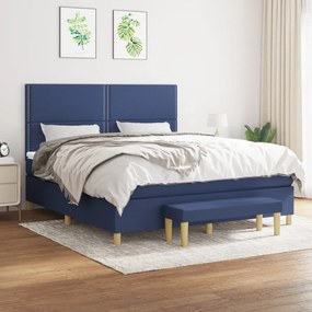 vidaXL Cama com molas/colchão 180x200 cm tecido azul