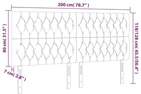 Cabeceira cama c/ luzes LED tecido 200x7x118/128 cm cor creme