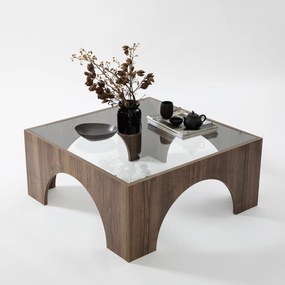 Mesa de Café Seine - Transparente e Nogueira - 80x35x80 cm