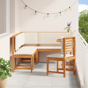 Conjunto de Jantar para o Jardim com 6 Peças e Almofadas em Madeira de Acácia