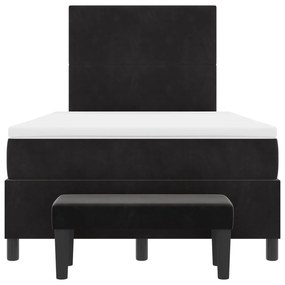 Cama Box com Colchão e Banco Preto 120x200 cm Veludo