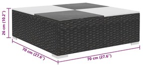 8 pcs conjunto lounge de jardim c/ almofadões vime PE preto