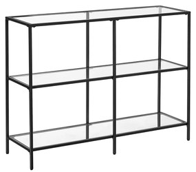 Mesa consola moderna com 3 prateleiras em estrutura de aço | VASAGLE | 100 x 73 x 30 cm | preto | LGT027B01.