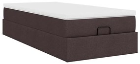 Estrutura cama otomana colchão 90x200 cm tecido castanho escuro