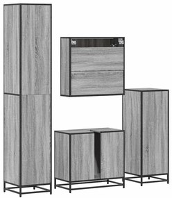 4 pcs Conjunto móveis casa de banho madeira proc. cinza sonoma