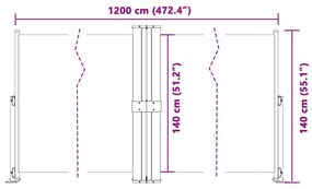 Toldo lateral retrátil 140x1200 cm antracite