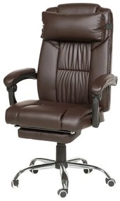 Cadeira de escritório em pele sintética castanha LUXURY Beliani