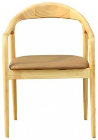 Conjunto 2 Cadeiras jantar BALCANES, madeira de faia, natural, pele sintética castanha