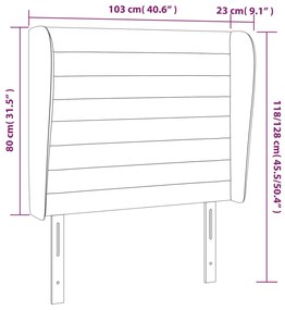 Cabeceira cama c/ abas tecido 103x23x118/128 cm cinzento-claro