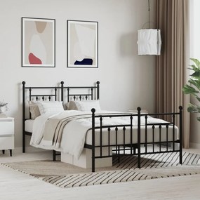 vidaXL Estrutura de cama com cabeceira e pés 120x200 cm metal preto