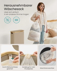 Cesto de roupa suja elegante de 65 L, 42 x 22,5 x 70,5 cm castanho camelo