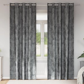 vidaXL Cortinas de Veludo 2 pcs com Ilhós Cinza 225x140 cm