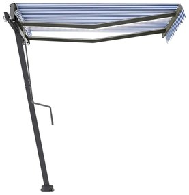 Toldo retrátil manual com LED 300x250 cm azul e branco