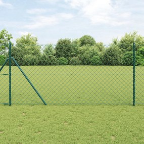 Cerca de Corrente com 7 Postes 1,2x10 m Aço Galvanizado Verde