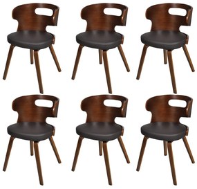 vidaXL Cadeiras de jantar 6 pcs couro artificial castanho