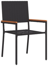 Conjunto de Jantar de Jardim vidaXL 9 Peças Polirattan Preto