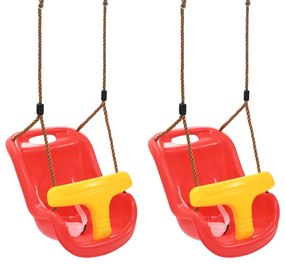 91800 vidaXL Baloiços para bebé com cinto de segurança 2 pcs PP vermelho