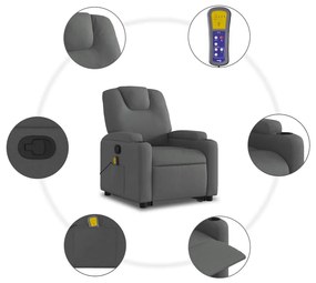Poltrona elevatória de massagens tecido cinzento-escuro
