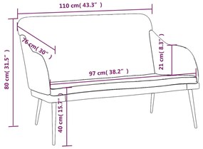 Banco 110x76x80 cm veludo preto
