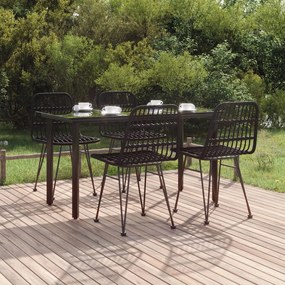 vidaXL 5 pcs conjunto de jantar p/ jardim vime PE preto