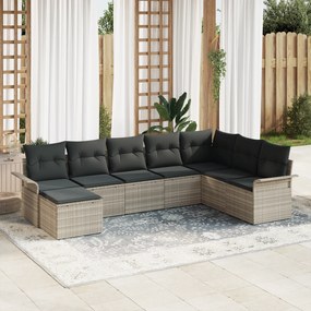 Conjunto de Sofá Modular de 8 Peças com Almofadas Cinza Claro Rattan