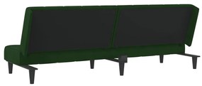 Sofá-cama de 2 lugares veludo verde-escuro