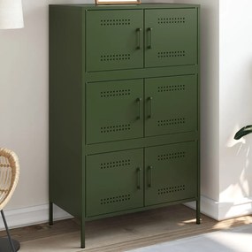 vidaXL Aparador alto 68x39x113 cm aço verde azeitona