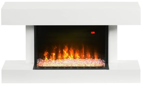 HOMCOM Lareira Elétrica 1000W/2000W com Temperatura Ajustável Temporizador para Ambientes de 15-25 m² 98x27x54,5 cm Branco