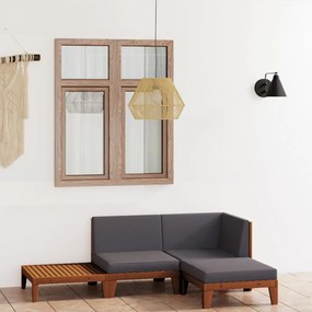 vidaXL 4 pcs conj. lounge jardim c/ almofadões madeira acácia maciça