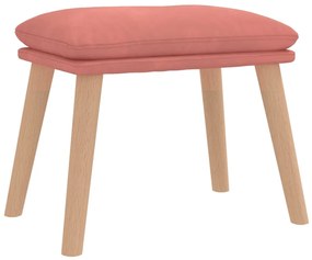 Cadeira de descanso com banco veludo rosa