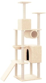 Árvore para gatos c/ postes arranhadores sisal 168 cm cor creme