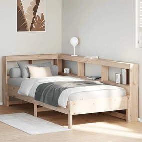 vidaXL Cama com estante sem colchão 90x190 cm pinho maciço