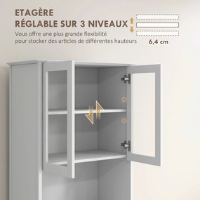 Aparador de cozinha com armário de arrumação, 2 portas, 3 gavetas e compartimento central; dimensões: 68 x 38 x 172 cm; MDF branco